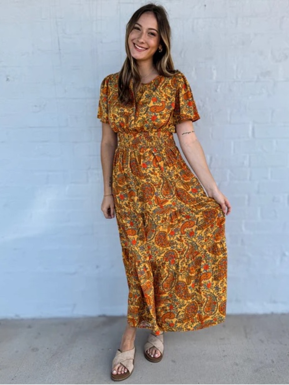 Easel Paisley V Neck Maxi Dress Size Small NWT